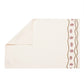 Table Mats and Napkins  Cotton Blend and 100% Cotton Embroidered Off-White and Coral - 13" x 19" ; 16" x 16" - Set of 6