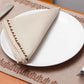 Table Mats and Napkins  Cotton Embroidered Beige and Light Beige - 13" x 19" ; 16" x 16" -Set of 6