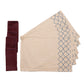 Table Mats and Napkins  Cotton and Polyester Ogee TBeige and Dark Brown - 13" x 19" ; 16" x 16" - Set of 6