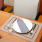 Table Mats and Napkins  Cotton Embroidered Grey and Dark Grey - 13" x 19" ; 16" x 16" - Set of 6
