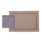 Table Mats and Napkins  Cotton Embroidered Grey and Dark Grey - 13" x 19" ; 16" x 16" - Set of 6