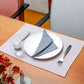 Table Mats and Napkins  Cotton Embroidered Dark Grey and Light Pink - 13" x 19" ; 16" x 16" - Set of 6