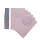 set of 6 embroidered mats and napkins in light pink and grey color - 13x19 inch