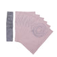 Table Mats and Napkins  Cotton Embroidered Dark Grey and Light Pink - 13" x 19" ; 16" x 16" - Set of 6