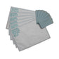 Table Mats and Napkins  Blended Cotton and 100% Cotton Embroidered Grey and Turquoise Blue - 13" X 19" ; 16" X 16" - Set of 6