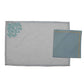 Table Mats and Napkins  Blended Cotton and 100% Cotton Embroidered Grey and Turquoise Blue - 13" X 19" ; 16" X 16" - Set of 6