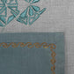 Table Mats and Napkins  Blended Cotton and 100% Cotton Embroidered Grey and Turquoise Blue - 13" X 19" ; 16" X 16" - Set of 6