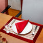Table Mats and Napkins  Polyester and Cotton Embroidered Cream and Maroon - 13" x 19" ; 16" x 16" - Set of 6