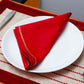 Table Mats and Napkins  Polyester and Cotton Embroidered Cream and Maroon - 13" x 19" ; 16" x 16" - Set of 6