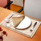Table Mats and Napkins  Polyester and Cotton Embroidered Beige - 13" x 19" ; 16" x 16" - Set of 6