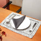 Table Mats and Napkins  Cotton and Polyester Textured Grey and Black - 13" x 19" ; 16" x 16" - Set of 6