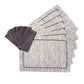 Table Mats and Napkins  Cotton and Polyester Textured Grey and Black - 13" x 19" ; 16" x 16" - Set of 6