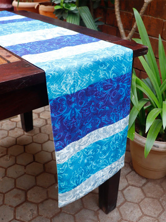 Table Runner Cotton Blend Aqua  Blue - 12" X 84"