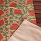 Table Runner 100% Polyester Embroidered with Tulip Prints Kalamkari Rust Green - 12" X 84"