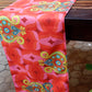 Table Runner Poly Canvas Modern Mughal Printed  Coral - 12" X 84"