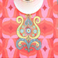 Table Runner Poly Canvas Modern Mughal Printed  Coral - 12" X 84"