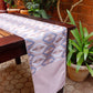 Table Runner Poly Canvas Abstract Ogee Printed Brown Peach - 12" X 84"