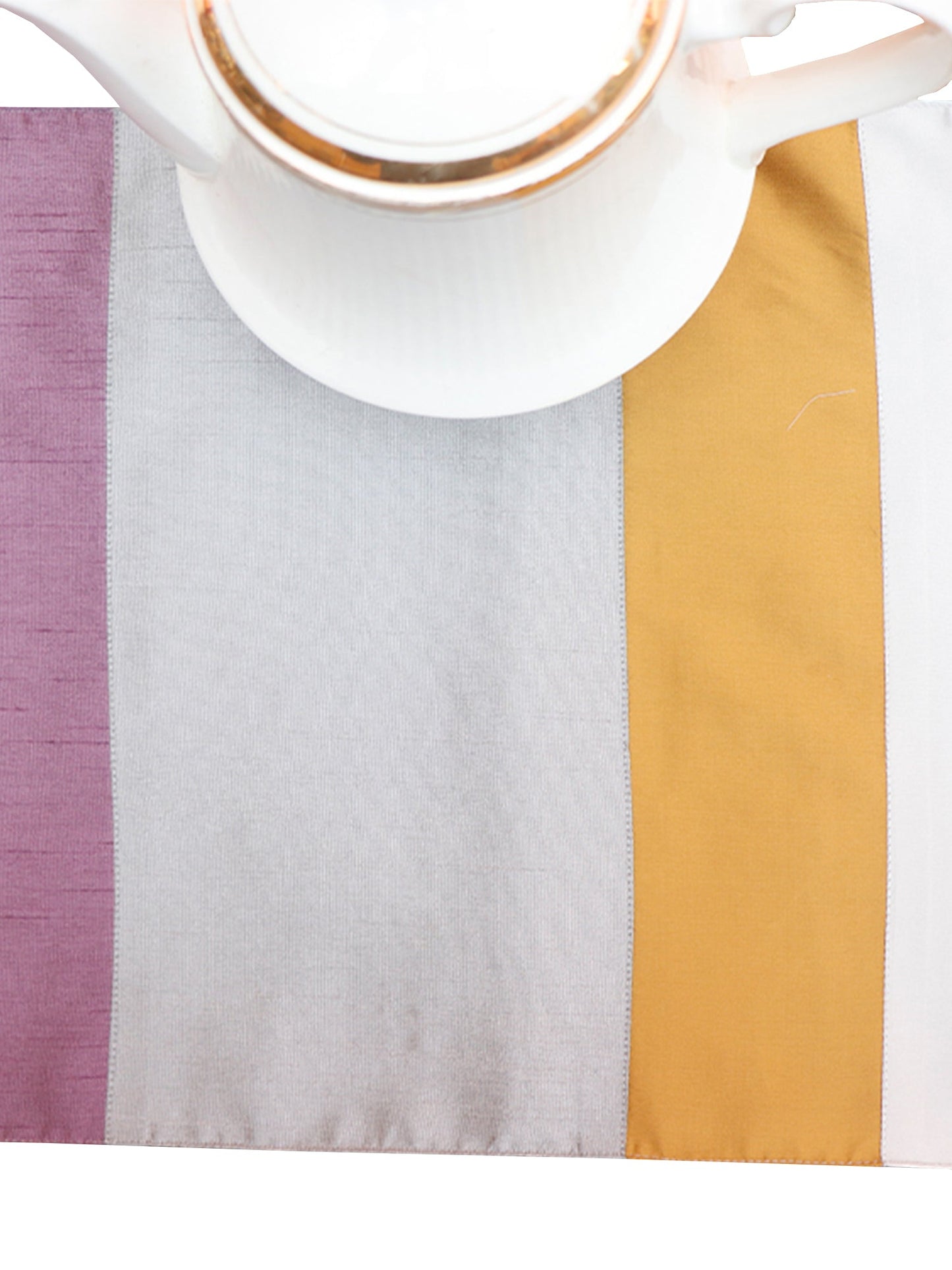 Table Runner 100% Polyester Patchwork Purple Grey - 12" X 84"