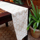 Table Runner Poly Canvas Morroccan Ogee Printed Off White Beige - 12" X 84"