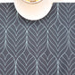 Table Runner Poly Canvas Geometric Leaf Motif Printed  Black - 12" X 84"