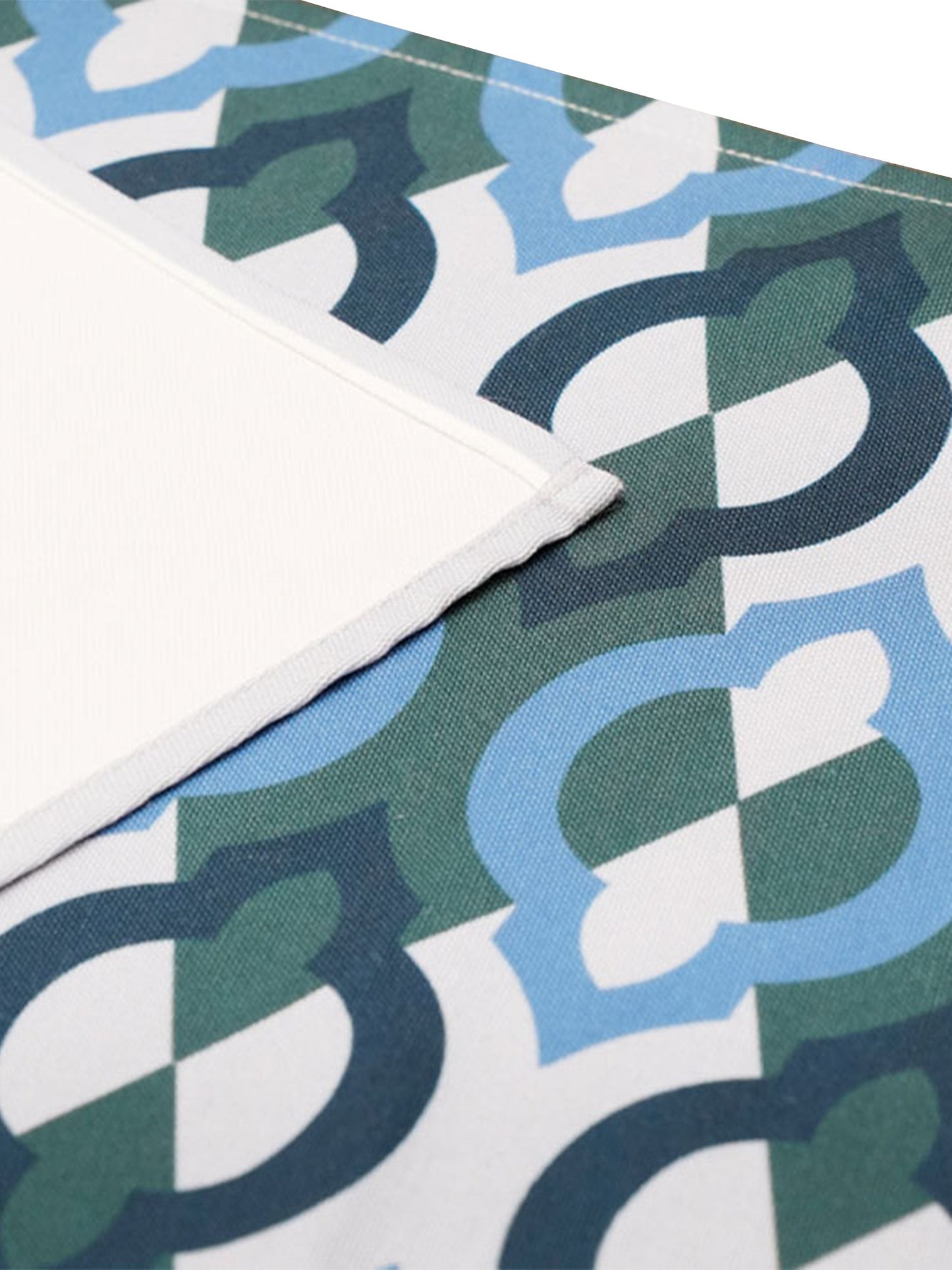 Table Runner Poly Canvas Geometric Print Blue - 12" X 84"