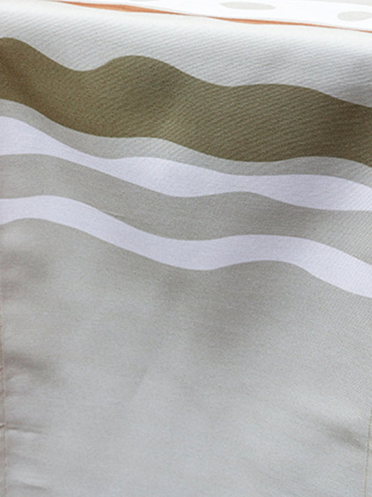 Table Runner Poly Canvas Abstract Striped Beige And Brown  - 12" X 84"