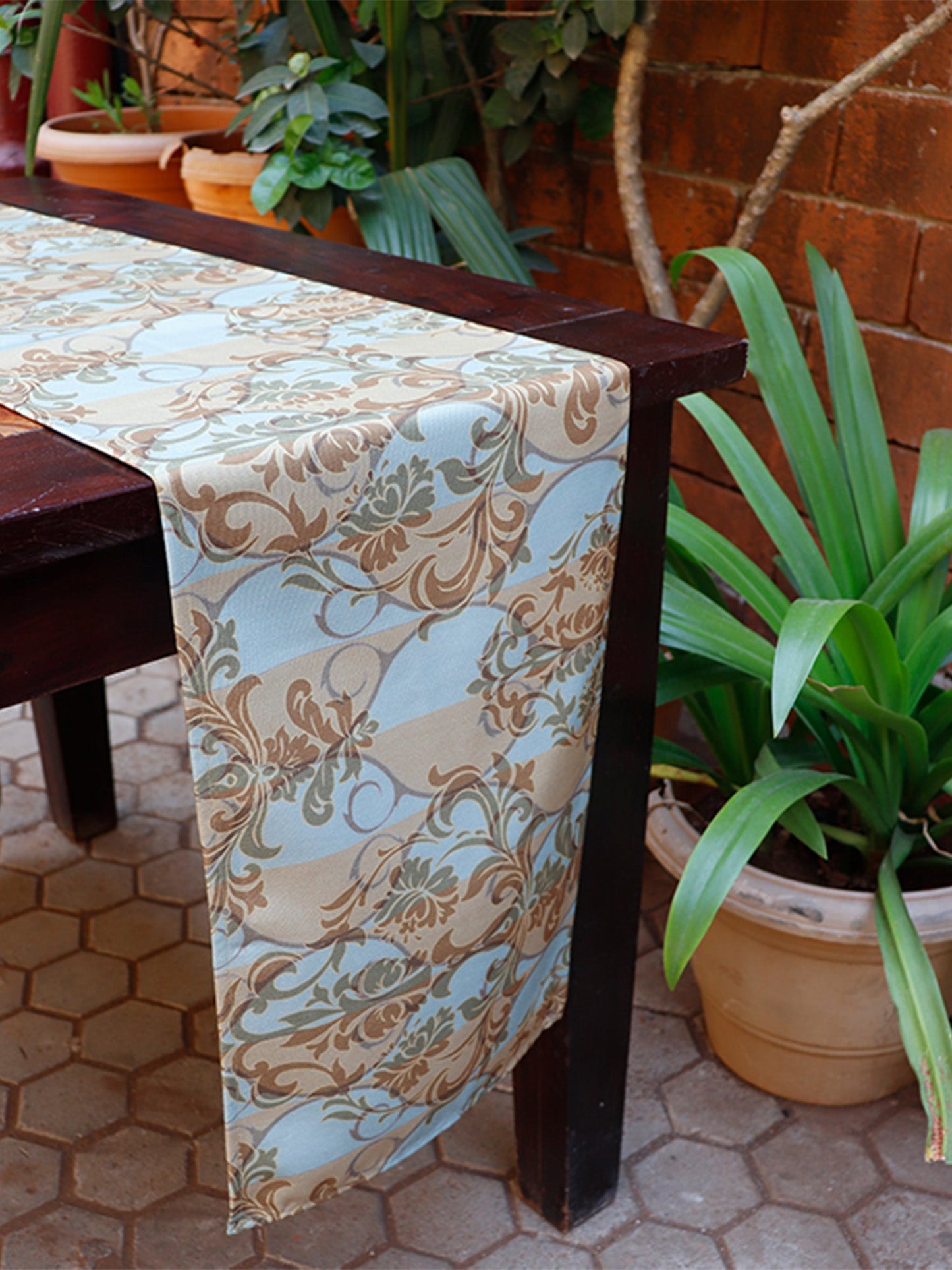Table Runner Poly Canvas Floral Print Multi  - 12" X 84"