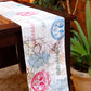 Table Runner Poly Canvas Abstract Jaipur Print With Embroidery Multi  - 12" X 84"