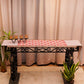 Table Runner Poly Canvas Geometric Print Beige Coral - 12" X 84"