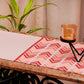 Table Runner Poly Canvas Geometric Print Beige Coral - 12" X 84"