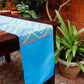 Table Runner Poly Canvas Chevron Pattern  Blue Yellow - 12" X 84"