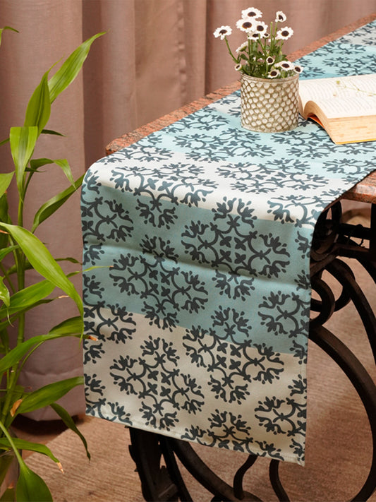 Table Runner Poly Canvas Turquoise  Turquoise Blue - 12" X 84"