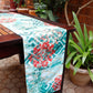 Table Runner Poly Canvas  Print With Embroidered  Green - 12" X 84"