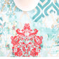 Table Runner Poly Canvas  Print With Embroidered  Green - 12" X 84"