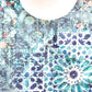 velvet table runner with mughal inspired print and embroidery - 12x84 inch