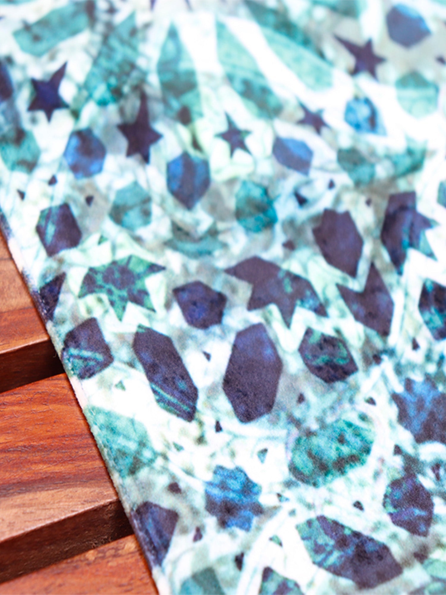 velvet table runner with mughal inspired print and embroidery - 12x84 inch