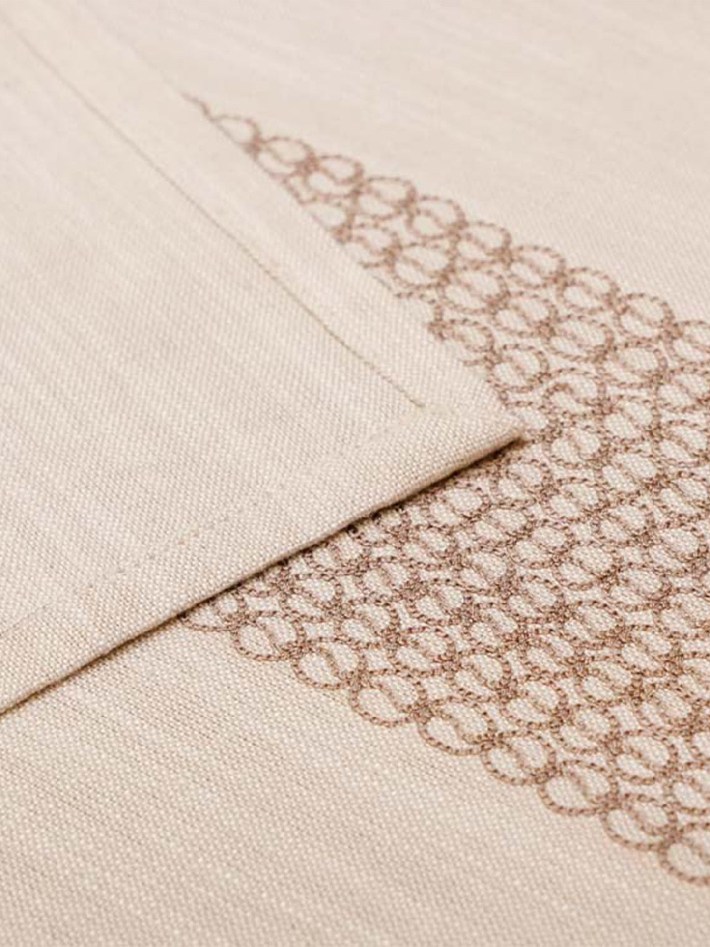 Table Runner 100% Cotton Embroidered  Beige - 12" X 84"