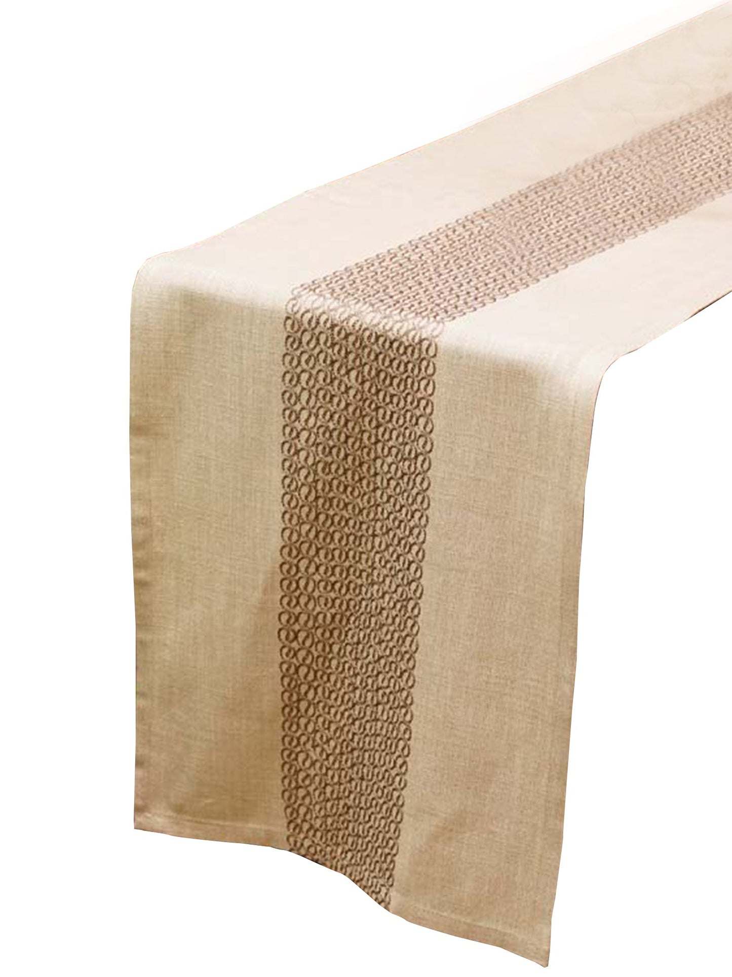 Table Runner 100% Cotton Embroidered  Beige - 12" X 84"