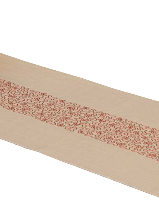 Table Runner 100% Cotton Embroidered  Beige - 12" X 84"