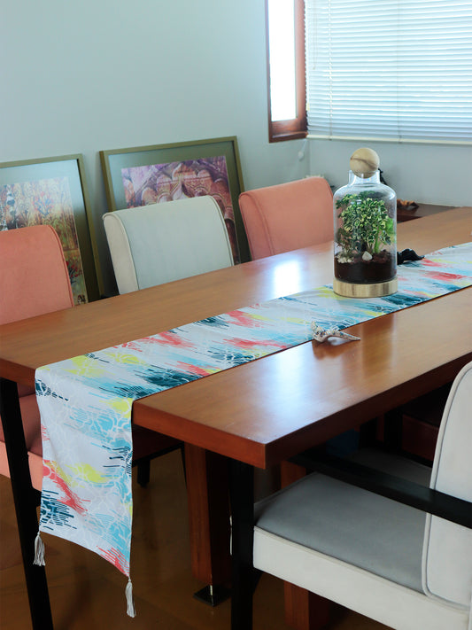 Table Runner Abstract Digital printed Blue - 12" X 84"