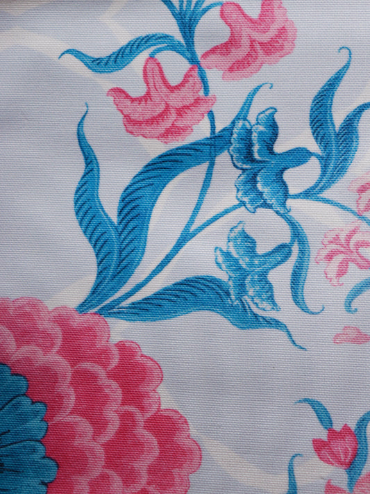 Table Runner Polycanvas Floral Print Blue - 12" x 84"