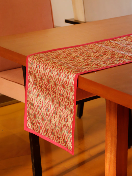 Table Runner Banarasi Brocade Floral with Flat Piping Multi - 12" x 84"