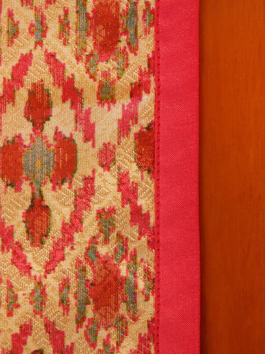 Table Runner Banarasi Brocade Floral with Flat Piping Multi - 12" x 84"