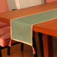 green table runner with rose gold tassels adn golden flange border - 12x84 incha