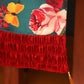 Table Runner for 4/6 Seater Floral Printed with Patchwork and Gather Pleated with Tassels Polyester Blend Red - 12in x 84in