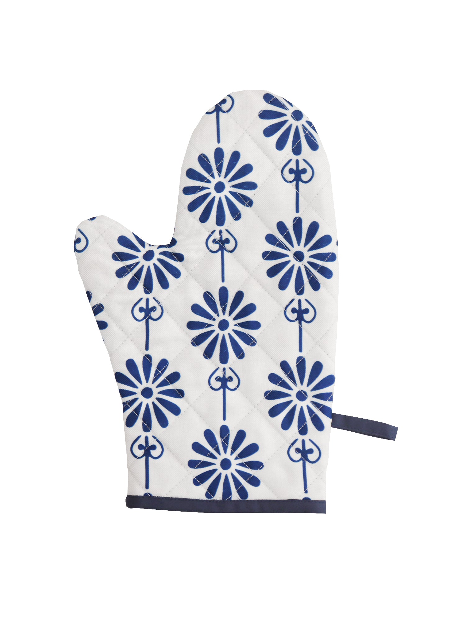 Fretwork Blue & White Oven Mitts and Pot Holders Set - 1 Piece of Each