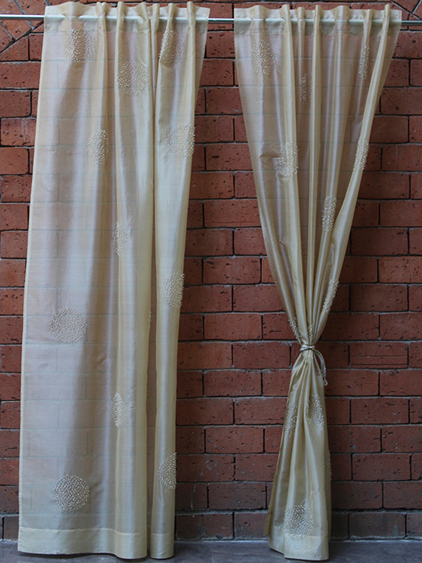 Door Semi-Sheer Door Curtain Single Curtain-52" X 90" (Motif, Gold)