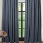 Door Curtain Cotton Blend Herringbone  Dark Grey - 54" X 84"