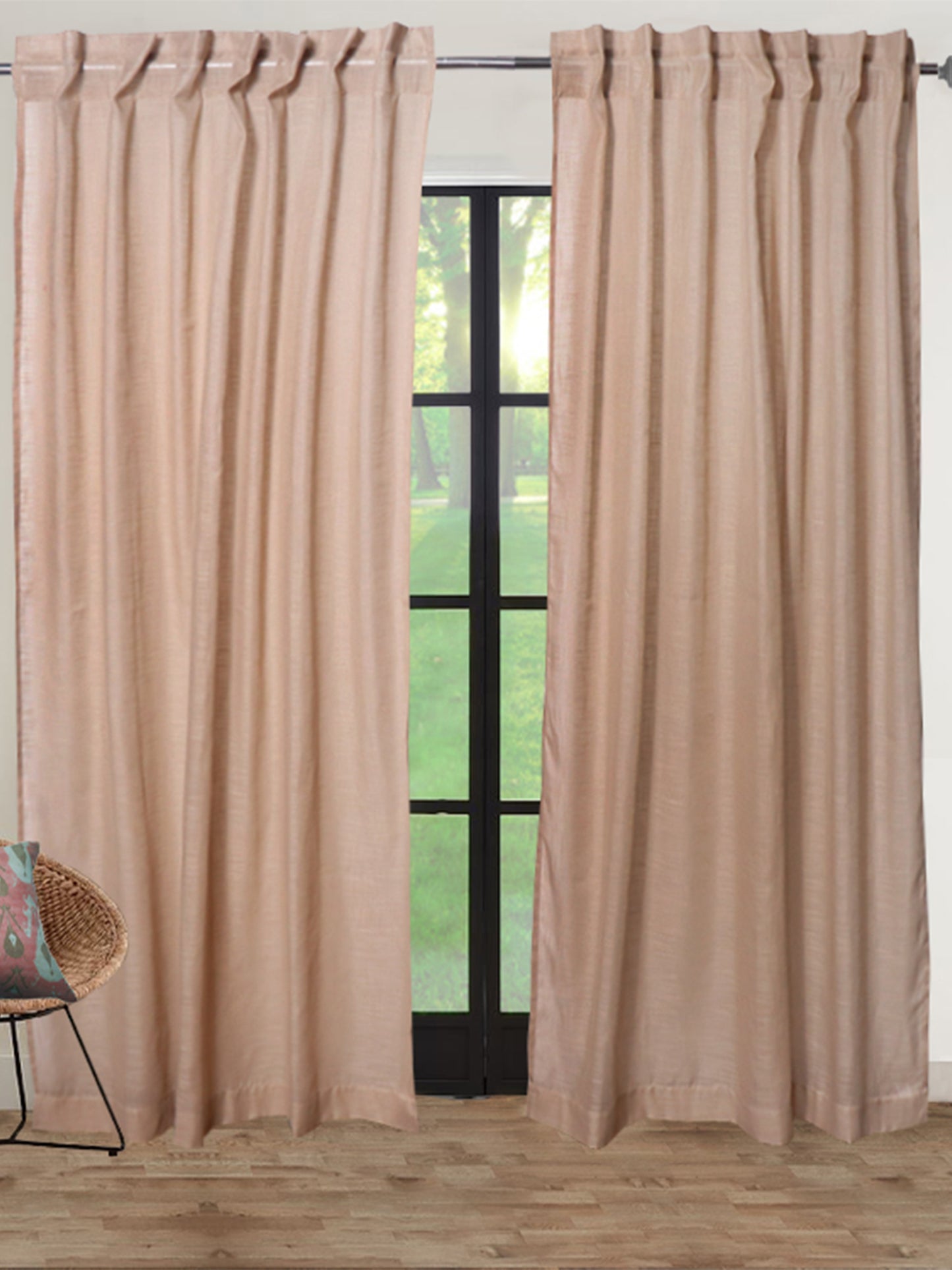 Door Sheer Curtains Polyester Blend Plain Cream - 54" X 84"