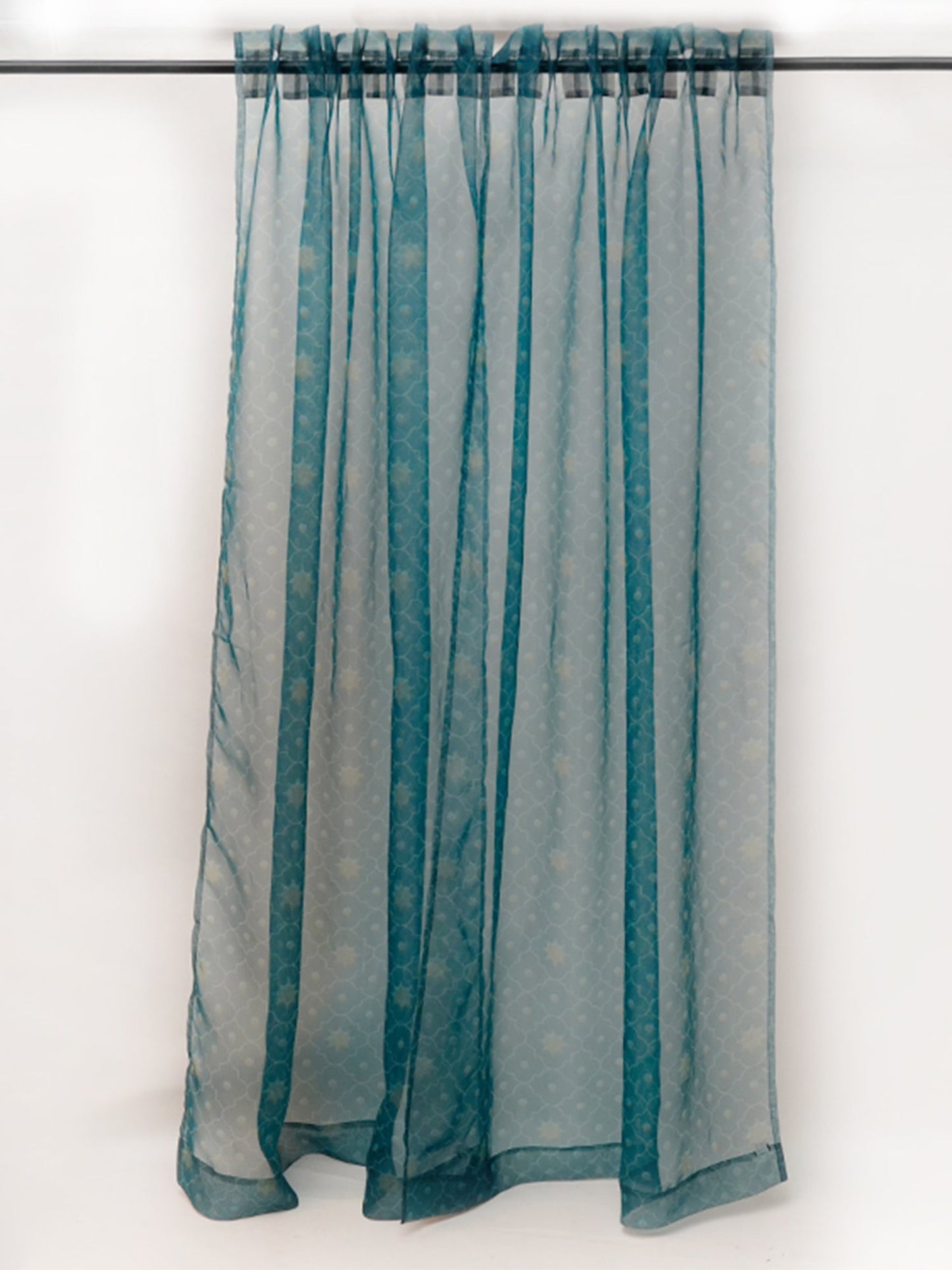 Door Transparent Sheer Curtain Polyster Moroccon Ogee Teal - 54" X 90"
